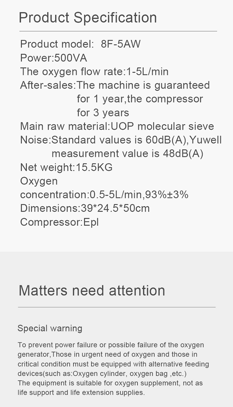 8F-5AW 5L Oxygen Concentrator